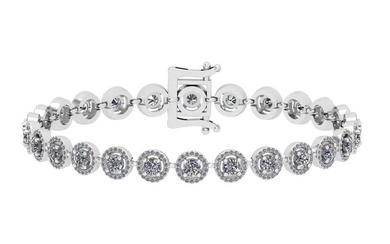 8.84 Ctw SI2/I1 Diamond Ladies Fashion 18K White Gold Tennis Bracelet