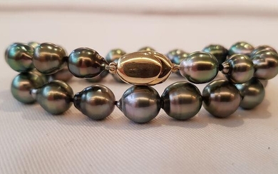 925 Silver - 8.5x11mm Peacock Tahitian Pearls