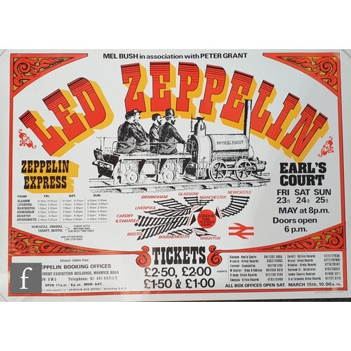 A 1975 Led Zeppelin Earl's Court colour advertising poster, ...