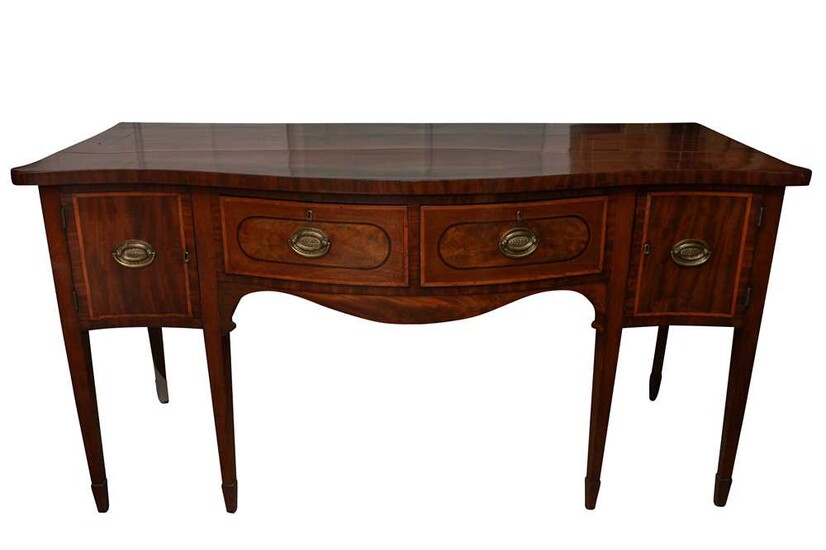 A 19TH CENTURY MAHOGANY AND CROSSBANDED SIDEBOARD