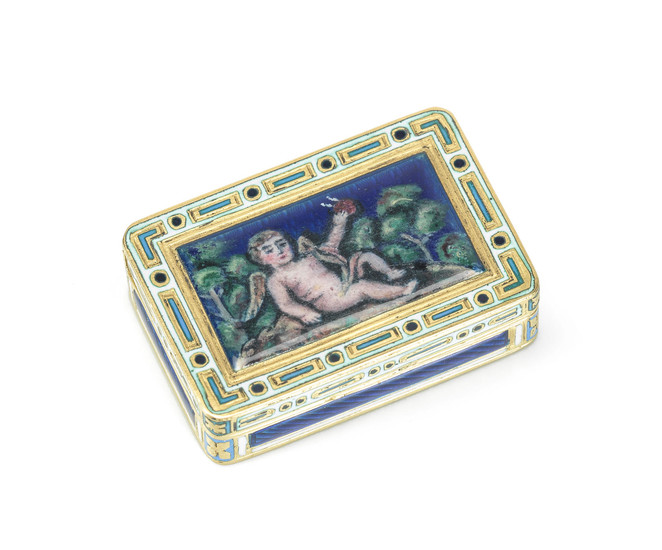 A 19th century French gold and enamel vinaigrette