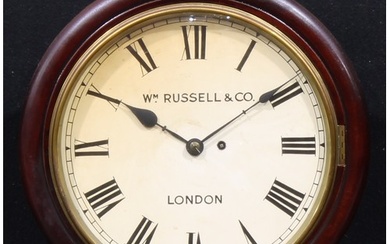 A 19th century mahogany circular wall timepiece, 28.5cm pain...