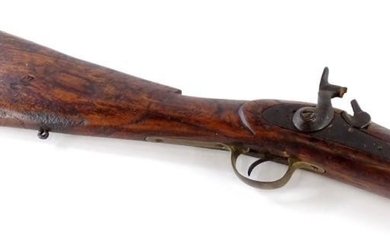 A 19thC percussion Enfield type rifle, with elm stock,...