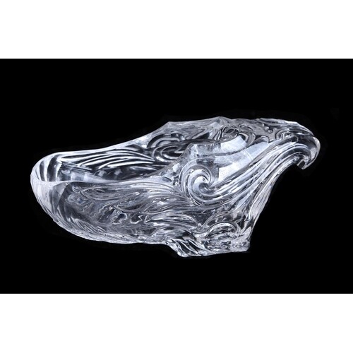 A 20TH CENTURY CARVED ROCK CYRSTAL OVAL CUP With fine scroll...