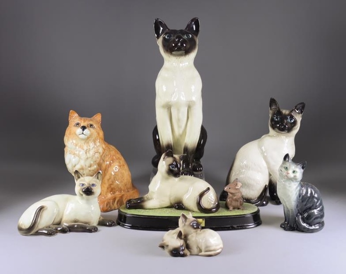 A Beswick Pottery 'Fireside Series' Seal Point Siamese Cat,...