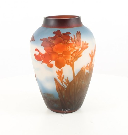 A CAMEO GLASS BALUSTER VASE