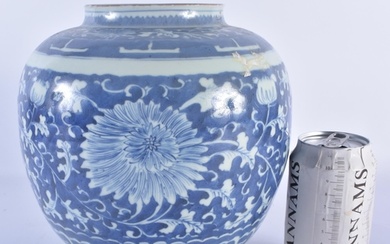 A CHINESE QING DYNASTY BLUE AND WHITE PORCELAIN VASE painted...