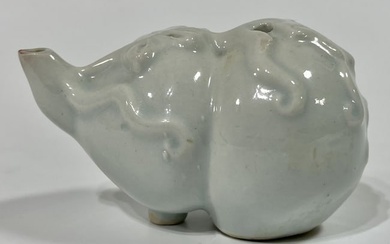 A CHINESE QING DYNASTY QINGBAI GLAZED GOURD SHAPED WATER DROPPER, 18TH CENTURY OR EARLIER