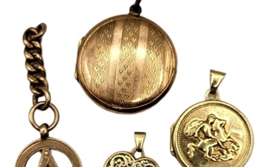 A COLLECTION OF EARLY 20TH CENTURY 9CT GOLD PENDANT LOCKETS ...