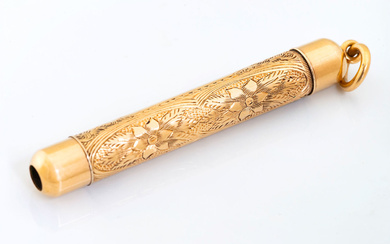 A Charming 14K Gold Telescopic Pencil Case, 19th Century