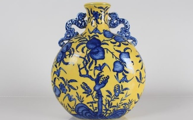 A Chinese Duo-handled Detailed Peach-fortune Porcelain Vase