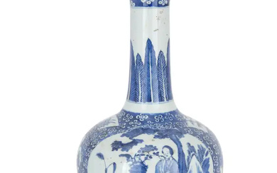 A Chinese blue and white bottle vase Qing dynasty, 19th century Decorated...
