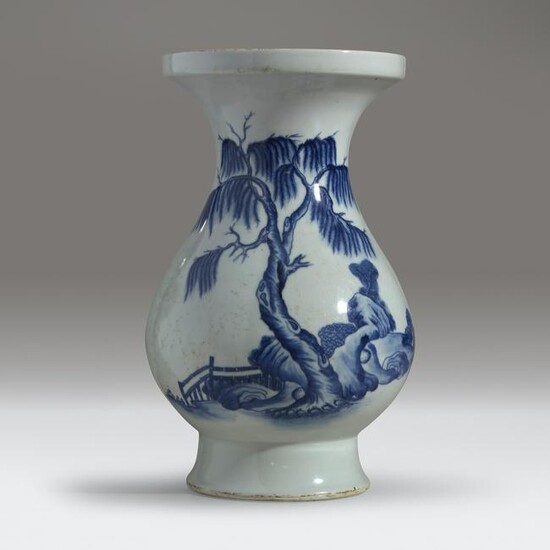 A Chinese blue and white-decorated baluster vase