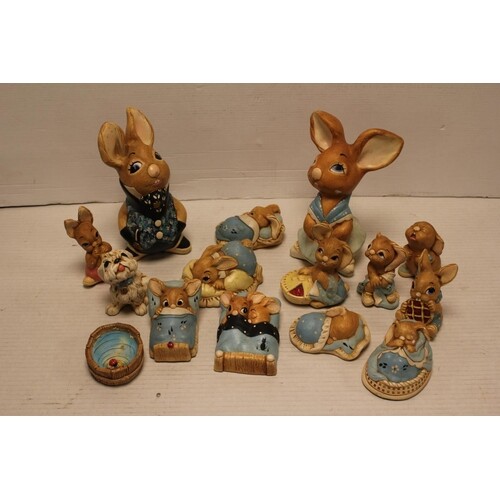 A Collection of "Pendelfin" Rabbit Figures to include Mother...