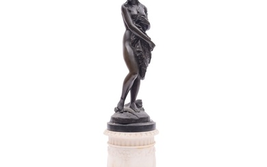 A Continental patinated bronze model of a maiden, circa 1900...