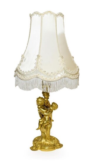 A French Gilt Bronze Table Lamp, 19th century, as two...