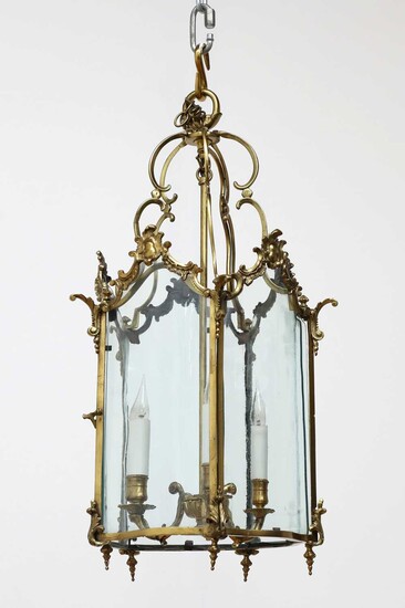 A French Louis XV-style gilt-metal hall lantern