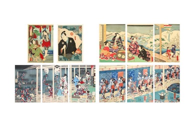 A GROUP OF FIVE JAPANESE WOODBLOCK PRINTS