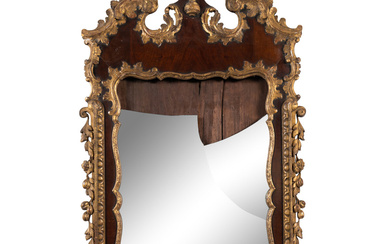 A George II Walnut and Parcel Gilt Mirror