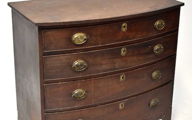 A George III mahogany bow-front chest of four long graduated...