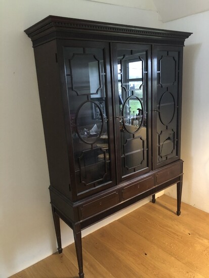 NOT SOLD. A George III style mahogany display cabinet. 20th century. H. 180. W. 132....