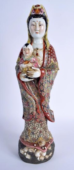A LARGE CHINESE PORCELAIN FIGURE OF GUANYIN, formed