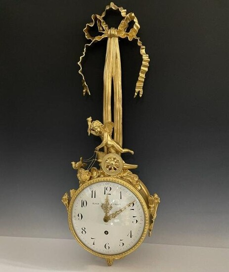 A LARGE FRENCH DORE BRONZE FIGURAL CLOCK