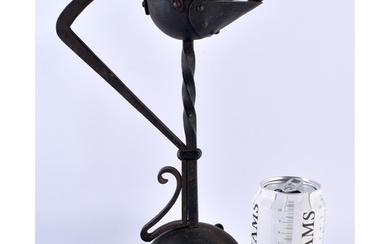 A LOVELY ARTS AND CRAFTS WROUGHT IRON BETTY LAMP of organic ...