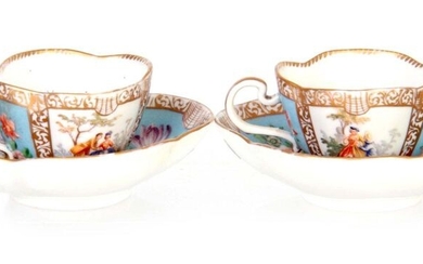 A PAIR OF LATE 19TH CENTURY DRESDEN STYLE CABINET CUPS...