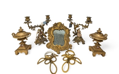 A PAIR OF ROCCOCO STYLE BOCAGE MANTEL PIECE CANDELABRA with ...