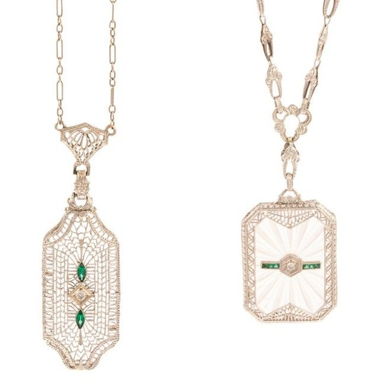 A Pair of Art Deco Filigree Necklaces