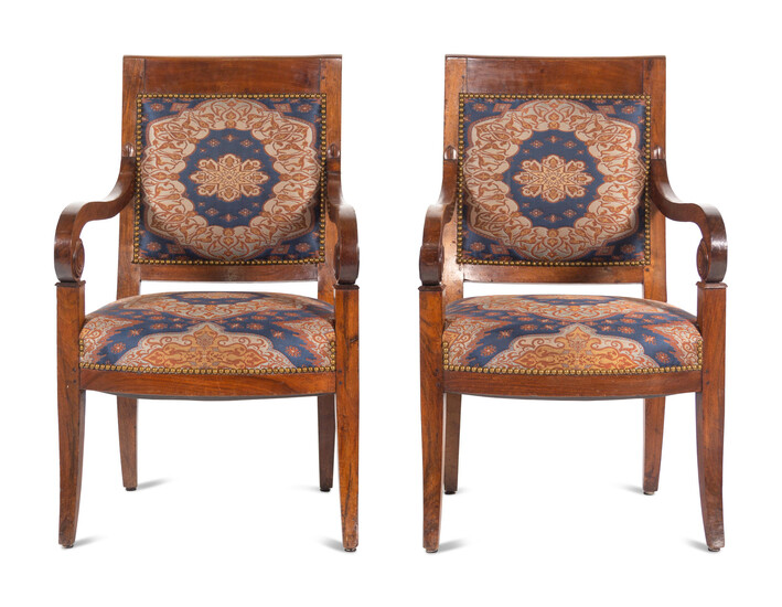 A Pair of Louis Philippe Style Mahogany Fauteuils