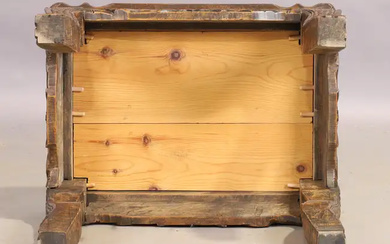 A South East Asian carved hardwood desk, 20th century, 139cm high, 113cm...