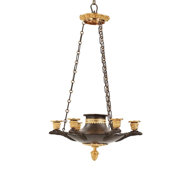 A Swedish Empire 19th century six-light hanging-lamp.