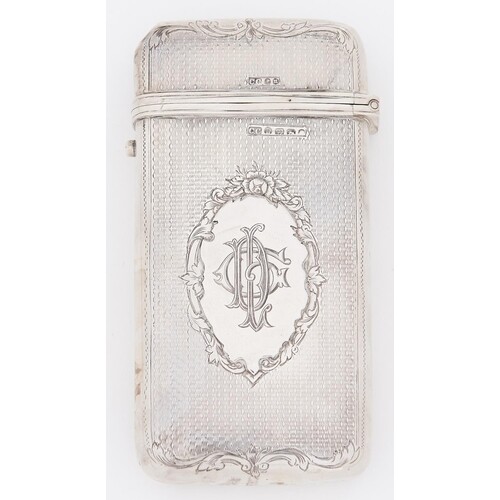 A Victorian silver cigar case, engine turned, 12cm h, by C H...