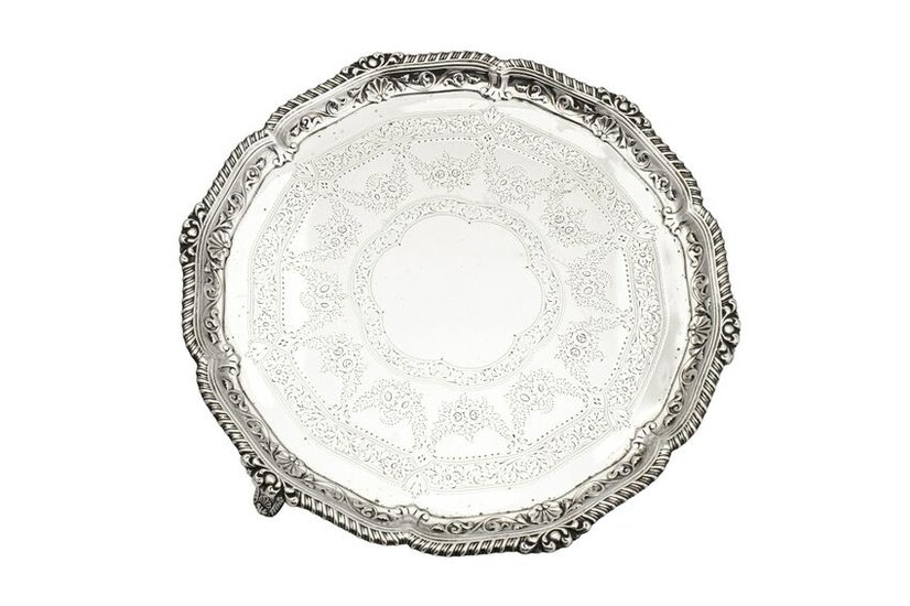 A Victorian sterling silver salver, London 1893 by