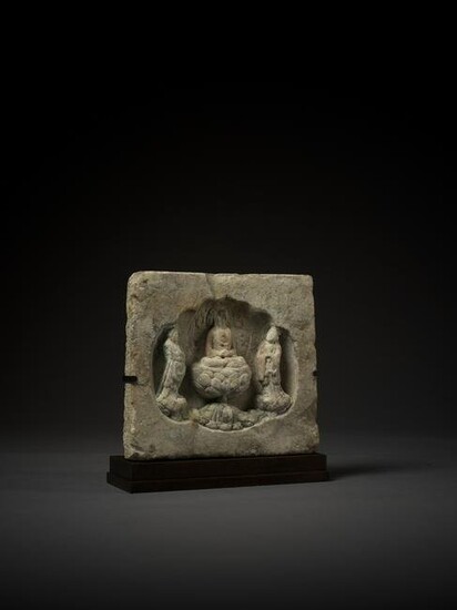 A WHITE MARBLE BUDDHIST STELE, NORTH. WEI TO NORTH. QI