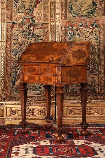 A WILLIAM & MARY WALNUT AND 'SEAWEED' MARQUETRY BUREAU POSSIBLY BY GERRIT JENSEN