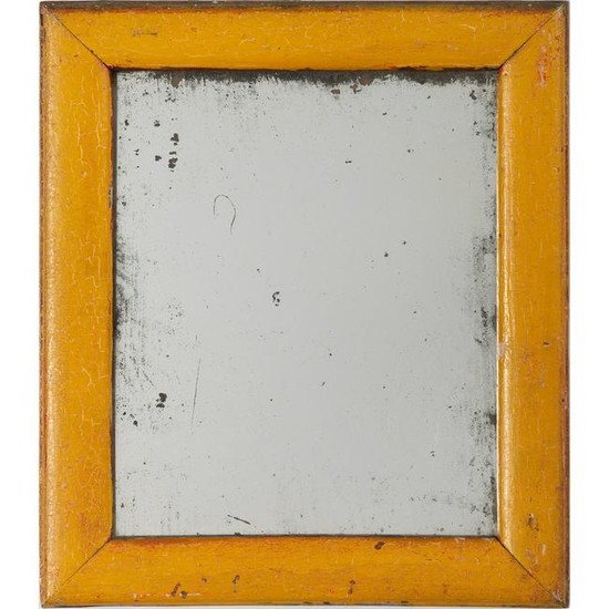 A Yellow-Painted Cushion-Framed Looking Glass