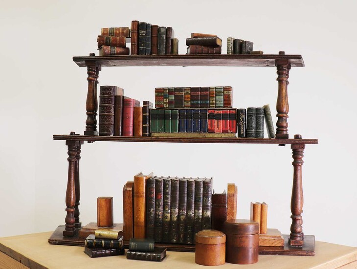 A collection of miniature books, book boxes and related items