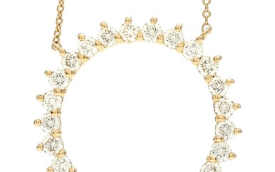 A diamond necklace set with numerous brilliant-cut diamonds, mounted in 14k gold....