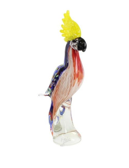 A glass figure of a parrot (Cockatoo)