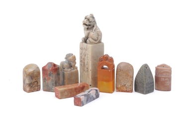 A group of nine assorted Chinese soapstone seals
