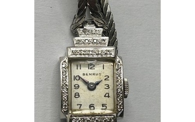 A ladies white gold and diamond Benrus cocktail wristwatch, ...