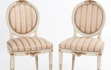 A pair of Gustavian style chairs, first half of the 20th century.
