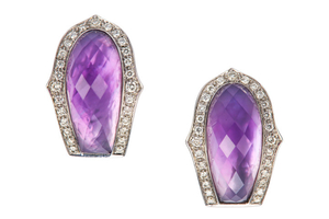 A pair of amethyst, mother-of-pearl and diamond ‘Crystal...
