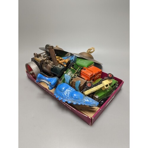 A quantity of mixed toy cars including Dinky and a steam eng...