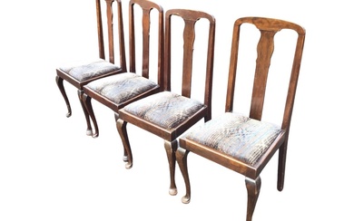 A set of four Edwardian hardwood Queen Anne style dining...