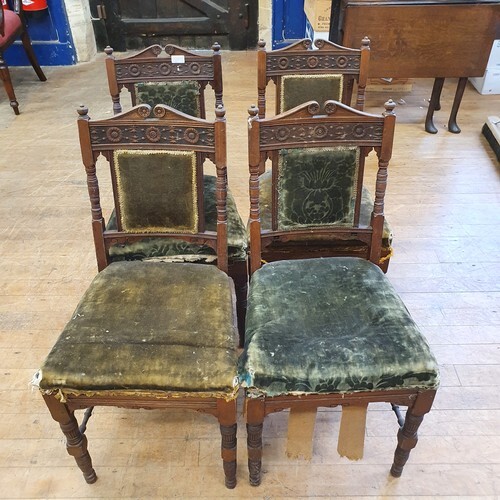 A set of six late 19th century carved walnut chairs, in the ...