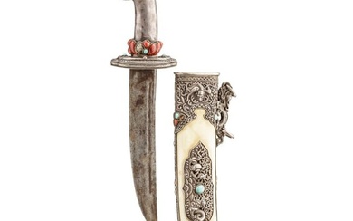 A silver-mounted Tibetan short-sword, circa 1900
